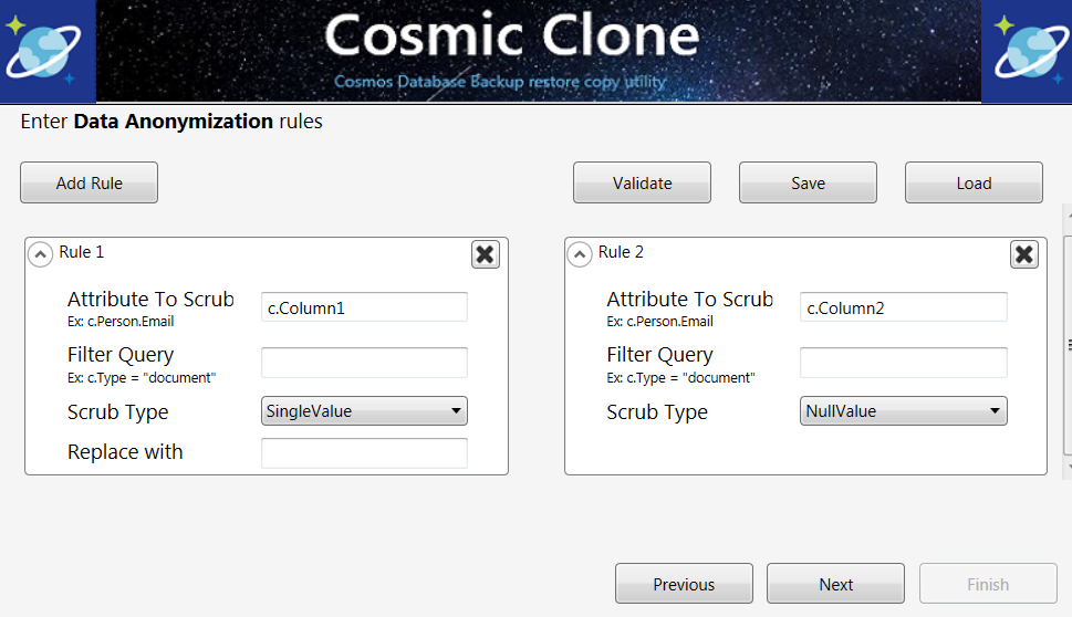 Cosmic Clone Data Handling Rules