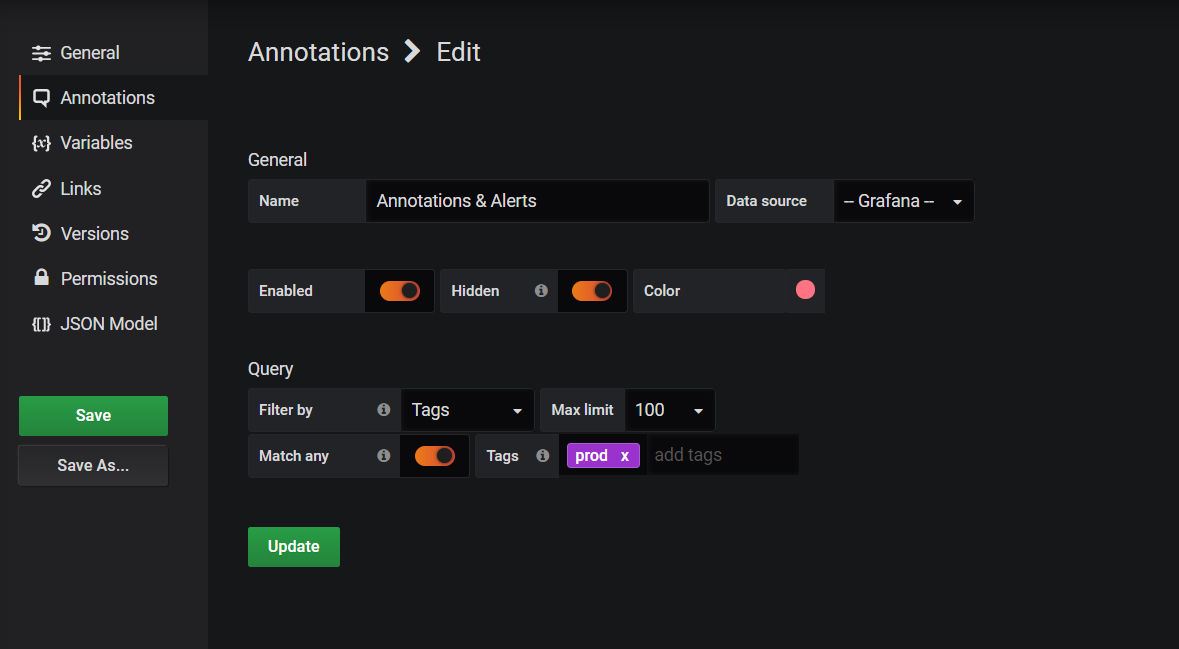 Grafana Annotation Configuration