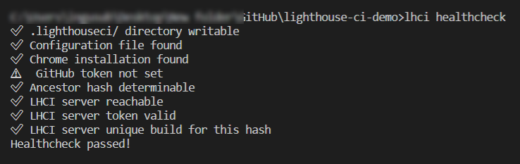 Lighthouse CI Health Check Results